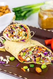 Fresh Peanut Wraps with Red Cabbage, Carrot, and Edamame