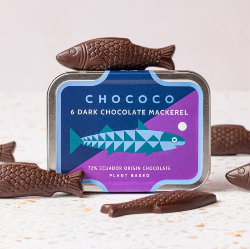 Chococo Ecuador Dark Chocolate Dorset Mackerel Tin, Purple