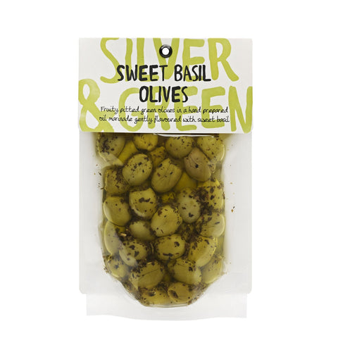 Silver and Green - Sweet Basil Olives 220g