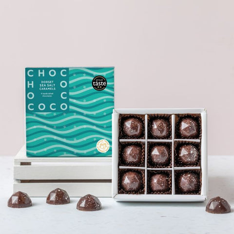 chococo dorset sea salted caramels 9 pieces