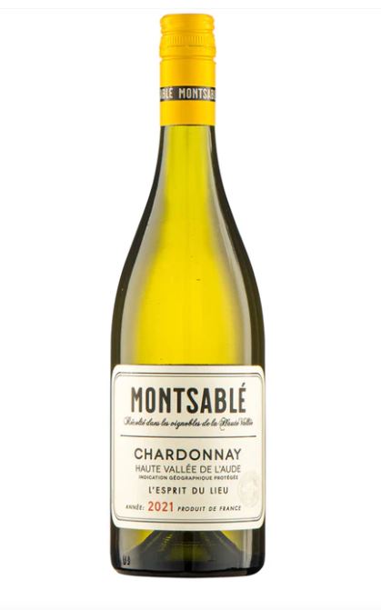 glass bottle of montsable chardonnay