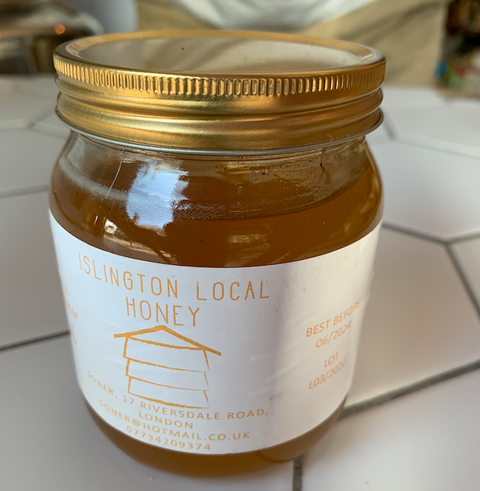 large jar of raw local honey london