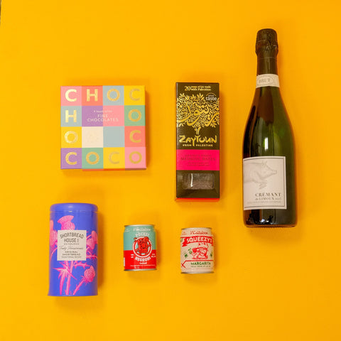 Gift products on a yellow background