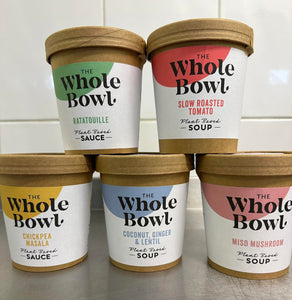image of five whole bowl soups with varying flavours
