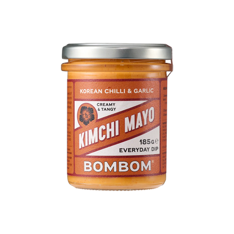 Jar of Kimchi Mayo Bombom on a white background
