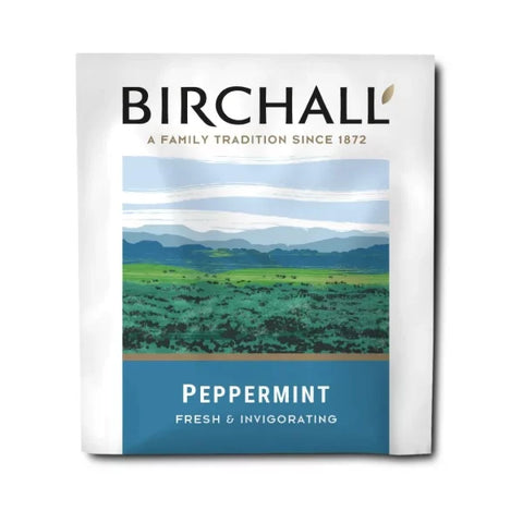 Birchall peppermint product packaging with a scenic design on a white background