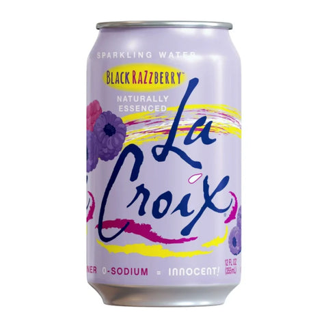 La Croix Black Raz Berry sparkling water can on a white background