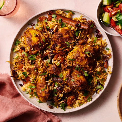 plate of chicken and rice 