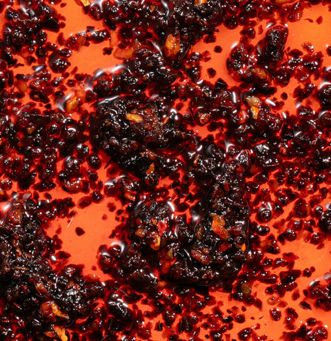 Close-up of smoky chilli oil