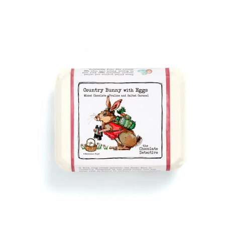 Box of easter bunny with chocolate eggs