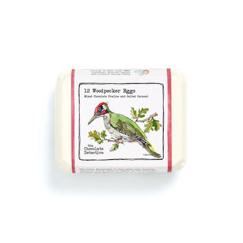 box of chocolate woodpecker eggs from chocopalte detectives