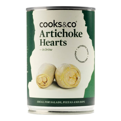 Can of cooks & co Artichoke Hearts on a white background