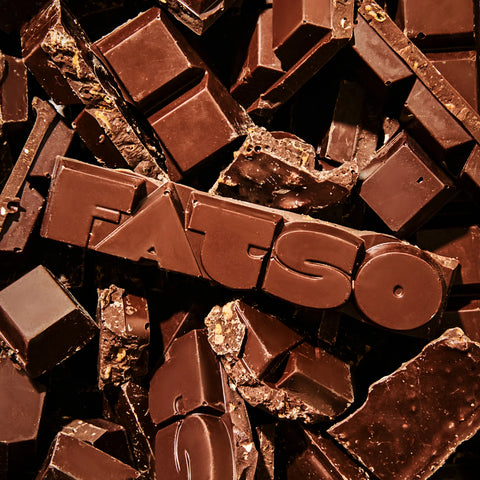 Fagus chocolate pieces with the brand name visible