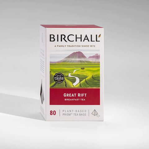Birchall Great Rift Breakfast Tea box on a white background