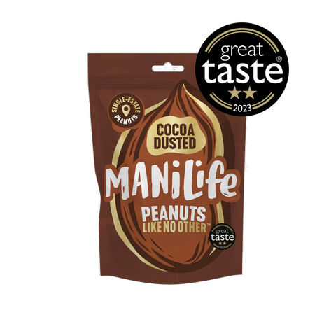 bag of Manilife cocoa dusted peanuts