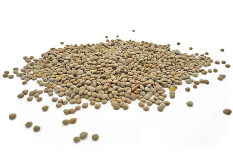 Pile of small seeds on a white background