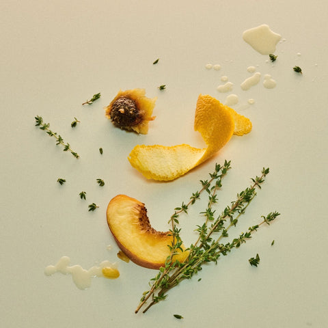 orange, thyme and peach representing flavour of balido orange wine from other world wine
