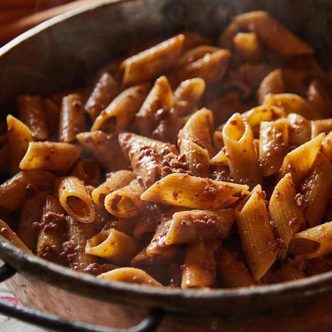 rummo pasta penne rigate N66 500g in meat sauce