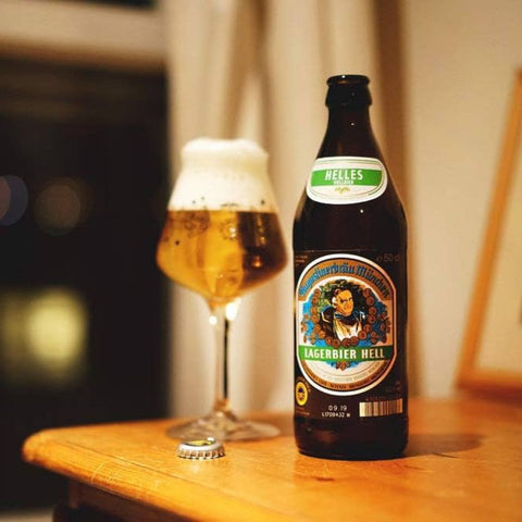 augustiner helles – 50cl bottle and it poured in a glass 