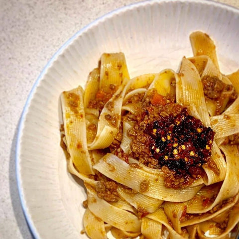 lao gan ma crispy chilli oil on noodles