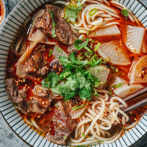 Pearl River Bridge Lanzhou Ramen Noodles prepared in a dish