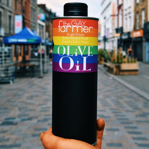 the gay farmer queer one olive oil black bottle