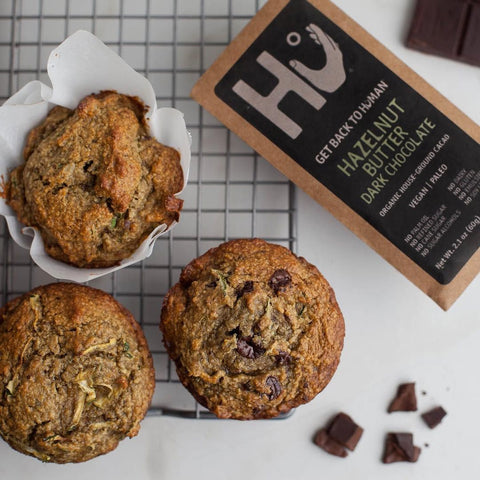hu kitchen hazelnut butter dark chocolate - 60g with muffins