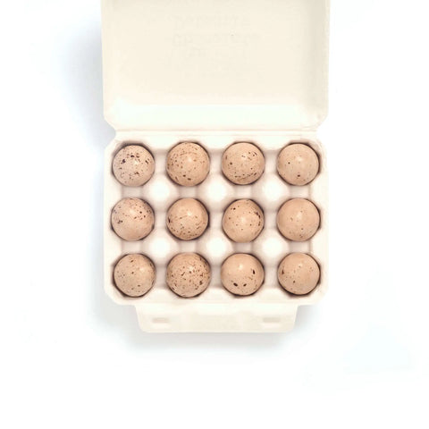 Carton of eggs on a white background