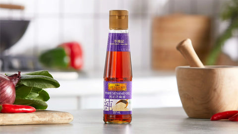 bottle of sesame oil in kitchen