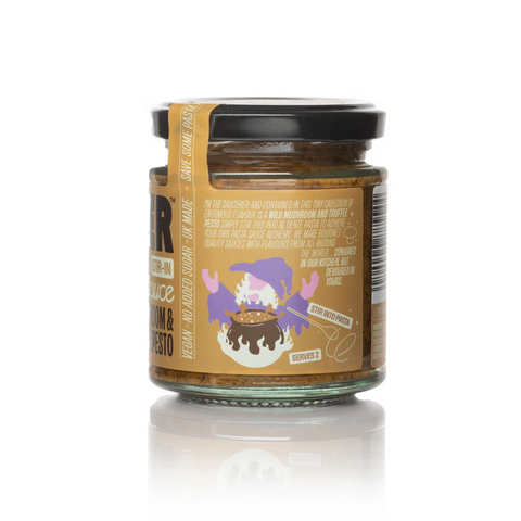 back label of tom's mushroom truffle pasta sauce