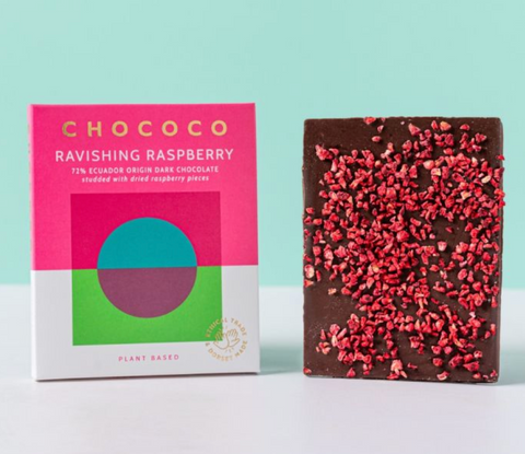 Chococo Bar - Ravishing Raspberry studded 72% Ecuador Chocolate Bar (vf) - 75gg