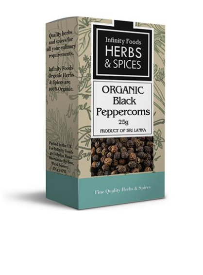 organic black peppercorns 25g