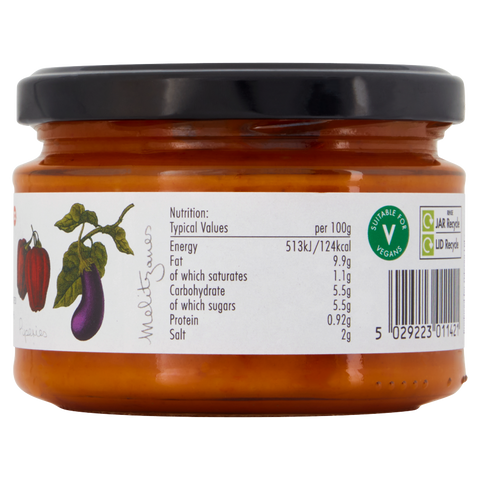 jar of ajvar on white background