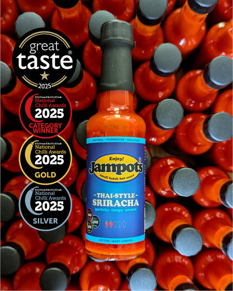 bottles of sauce and awards list