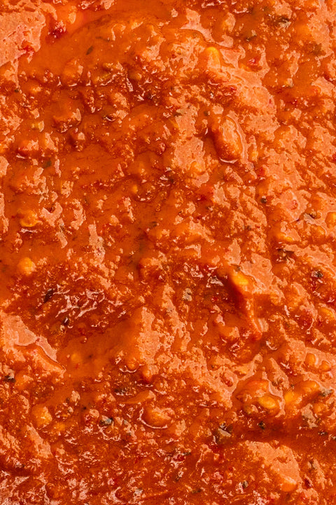 Close up image of The Saucerer Tom's hot pasta sauce