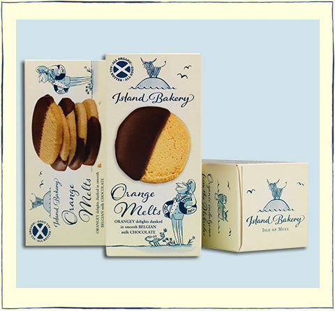 boxes of orange melts on a light blue background