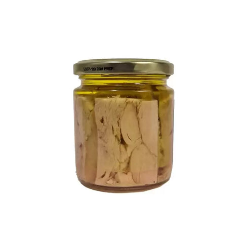 jar of tuna on white background