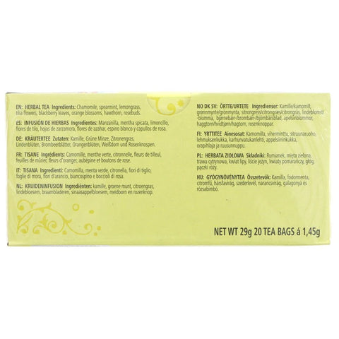 Box of herbal tea with ingredient list on a white background