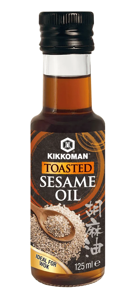 Bottle of kikkoman sesame oil