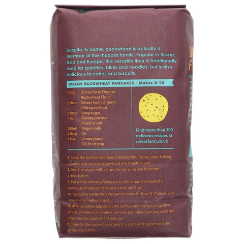 flour package with nutritional information and recipe on a white background