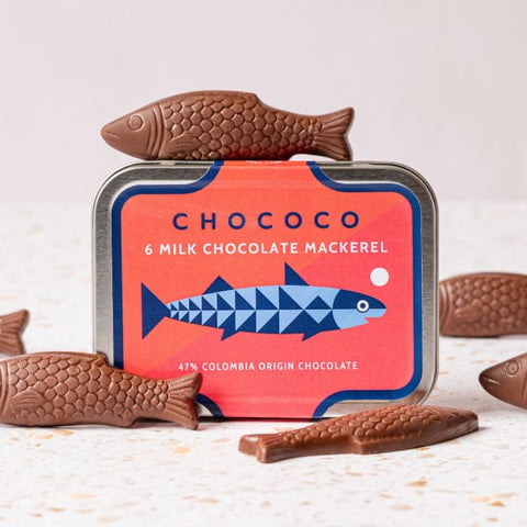 chococo milk chocolate dorset mackerel fish