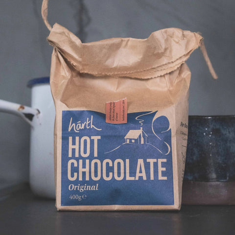 Harth hot chocolate on a grey background
