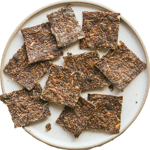 Plate of high protein crackers