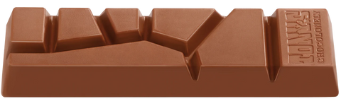 A single chocolate bar with a mountain-like segmented top design, featuring the embossed brand name 'JONNY' and 'CHOCOLAT' on the right side, shown against a plain white background.