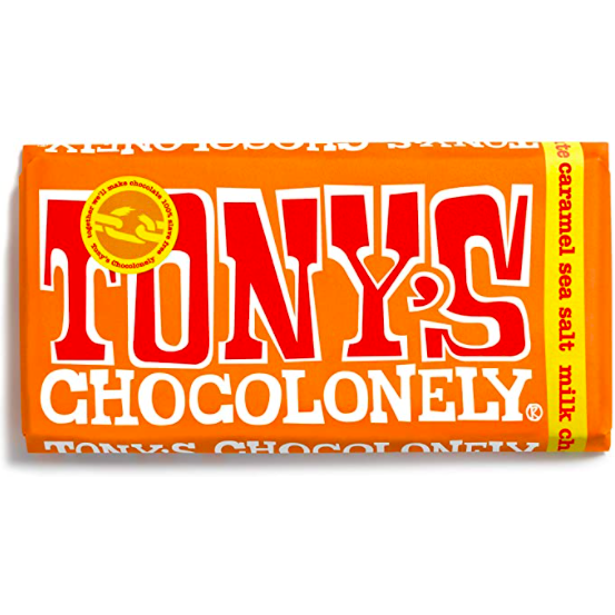 Tony's Chocolonely Caramel and Sea Salt Milk Chocolate Bar - 180g