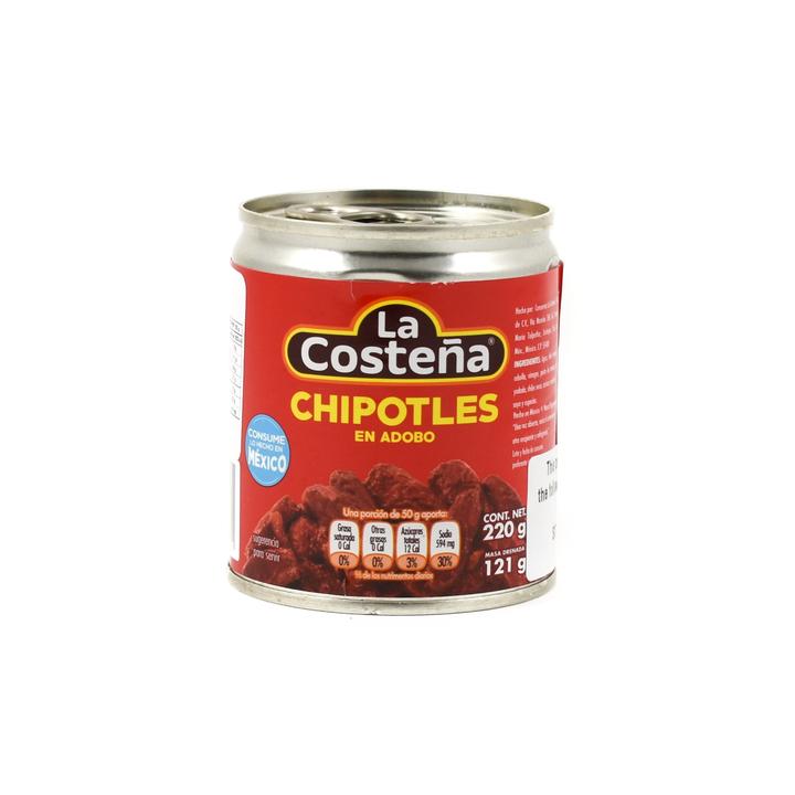 Use La Costena chipotle peppers in adobo sauce to add big smoky warmth to Mexican dishes. Plump jalapeños are slowly smoked to mellow out their heat and give them smoky depth.  Here, they are canned in adobo sauce – a tomato sauce with vinegar and spices – making the chipotles a versatile ingredient.  Try roughly chopping the chipotles and adding to a Mexican meat stew, use a whole chipotle to top a Mexican-inspired burger, or even add a smoky twist to a homemade tomato ketchup.
