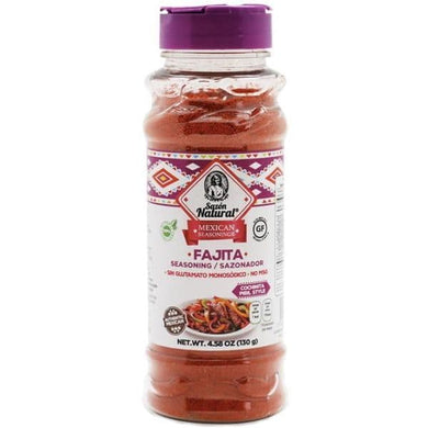 Mexican Fajita Seasoning (Sazón Natural) - classic, natural spice mix from Mexico for seasoning meat and vegetables for fajitas or cochinita pibil.  Sazón Natural is a 100% Mexican company that was founded by Paty Serrano in 2009, a housewife with a lot of experience in the kitchen who was looking to provide healthy food to her family. Not finding this alternative in the market, he decided to undertake an adventure with the creation of his seasonings.
